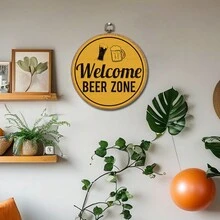 1 件“欢迎来到啤酒区”装饰艺术 - 现代纺织墙壁艺术帆布画框悬挂印刷品，幽默墙壁艺术，适合室内家居装饰，无需电源，适用于卧室、咖啡厅、花园、庭院、农场、酒吧、房间装饰 - 理想的礼物，10*10 英寸 - 彩色 - 查看 6