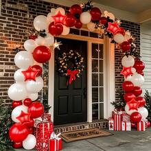 82/118 件圣诞气球花环拱门套件，含红白气球、红星铝箔气球，用于室内外派对装饰、圣诞装饰 - 彩色 - 查看 1
