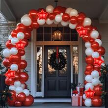 82/118 件圣诞气球花环拱门套件，含红白气球、红星铝箔气球，用于室内外派对装饰、圣诞装饰 - 彩色 - 查看 5