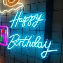 2 stuks acryl LED neonbord "Happy Birthday" lichtgevende letters, dimbaar USB-aangedreven decoratielicht voor feest, huis, borden, wanddecoratie