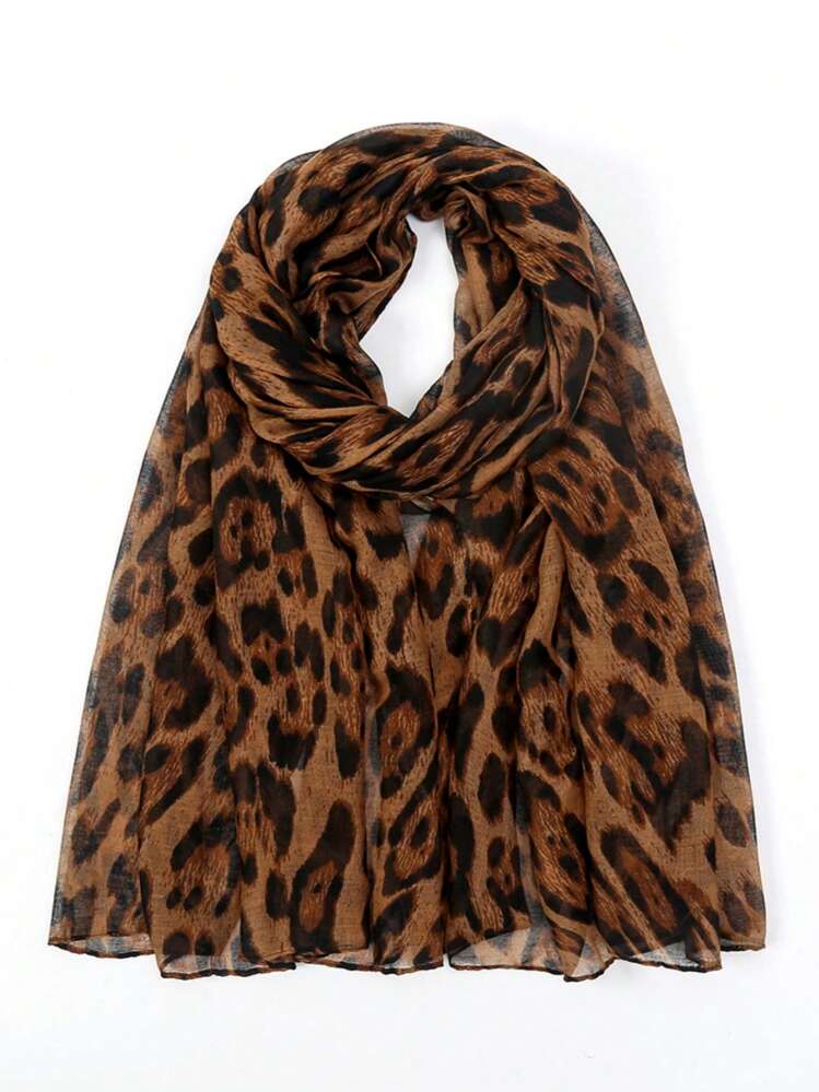 Foulard Imprimé Léopard Femme - Écharpe En Soie De Moussline 180x90 Cm - Accessoire Mode Toutes Saisons - 8