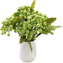 1/3/6PCS 绿色人造浆果茎圣诞采摘花环装饰，人造浆果，逼真的绿色浆果带茎，假水果绿色浆果适用于圣诞婚礼，DIY 新娘花束，家庭厨房派对装饰，家庭，户外，办公室，花园，婚礼，商店装饰，也是 DIY 工艺品、桌面装饰、浪漫装饰、春、夏、秋、冬、四季和圣诞节通用装饰花的理想选择 - 彩色 - 查看 14