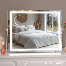 Hasipu LED 化妆镜 24.2 英寸 X 19.7 英寸，带可调光三色智能触控，非常适合卧室、更衣室、客厅、酒店、理发店，是母亲节的绝佳礼物，适合家居浴室装饰、夏季化妆品收纳、浴室配件等。 - 美規A型插(110-127V) - 查看 3