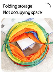 可折叠彩虹猫隧道，可折叠宠物猫隧道玩具，适合猫和兔子，室内/室外使用，便携 - 彩色 - 查看 6
