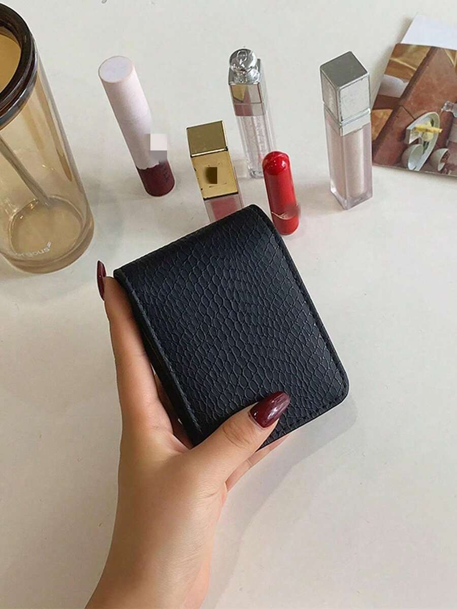 Túi đựng đồ trang điểm di động thời trang dành cho nữ, thiết kế sáng tạo có gương đựng đồ trang điểm và son môi, túi đựng đồ trang điểm, túi đựng đồ trang điểm mini, hộp đựng đồ trang điểm nhỏ, phụ kiện du lịch, giá đựng đồ trang điểm, túi đựng cọ, hộp đựng đồ trang điểm, đồ dùng cần thiết khi đi du lịch, phụ kiện dành cho nữ, đồ dùng khi đi du lịch - màu đen - Xem 1