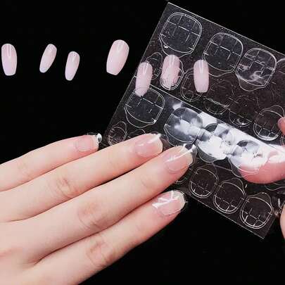 600片/25张高品质防水透气美甲热销强力粘合剂果冻胶假指甲贴纸。