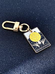 5 件/套嘻哈朋克星日月形滴油吊坠钥匙扣，适合日常搭配、派对和朋友礼物汽车配件包饰书包配件挂绳带身份证夹汽车配件包饰