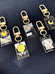 5 件/套嘻哈朋克星日月形滴油吊坠钥匙扣，适合日常搭配、派对和朋友礼物汽车配件包饰书包配件挂绳带身份证夹汽车配件包饰