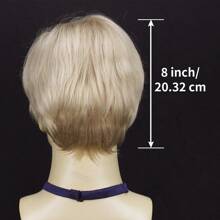 Men's Wigs Synthetic Light Blonde Straight Wig With Bangs Short Wig For Role Playing Party Daily Use - Vàng - Xem 4