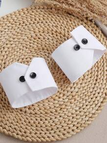 1 Pair Black & White Striped Shirt Cuff Decorative Sleeves Autumn Accessories