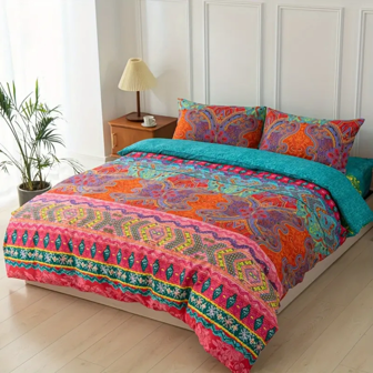 Bedding Bohemian Full Rainbow Down Duvet Cover Set - Soft And Comfortable 3pcs Set For Bedroom And Guest Room - 1 Duvet Cover + 2 Pillow Cases Without Inner Core