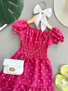 Little Hearts Children's Dress For Girls - 粉色 - 查看 3