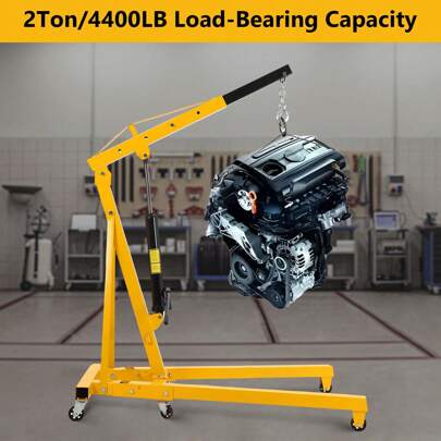 4400 Lbs Crane Engine Hoist Folding Engine Cherry Picker Ship Crane Heavy Duty Steel Lift Garage Workshop Auto Repair Foldable Stand 6 Caster Msx 2000Ton - Red