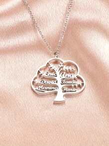 1 pieza Collar personalizado del árbol de la vida de acero inoxidable, collar personalizado del árbol genealógico familiar con 1-9 nombres, múltiples collares con nombres, joyería personalizada del árbol genealógico familiar clásico para mujeres, hombres, regalos de cumpleaños, aniversario, vacaciones, joyería de acero inoxidable, regalos de Halloween, Navidad