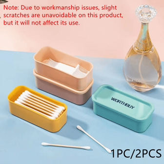 1pc/2PCS Portable Swab Box, Travel Dental Floss Holder Case, Sundries Organizer Box, Dust-Proof Wire Earphone Cable Storage Box, Portable Wire And Cable Organizer, Chargers Travel Headphones Cable Coin Jewelry Storage Boxes