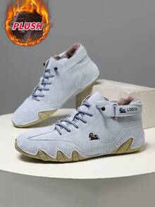 1 Pair Of Women's Navy Blue Ankle Boots Plush Shoes - Light Blue - View 4