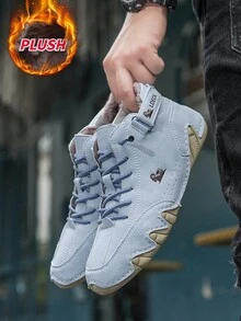 1 Pair Of Women's Navy Blue Ankle Boots Plush Shoes - Light Blue - View 10