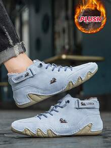 1 Pair Of Women's Navy Blue Ankle Boots Plush Shoes - Light Blue - View 7