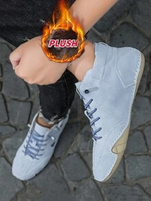 1 Pair Of Women's Navy Blue Ankle Boots Plush Shoes - Light Blue - View 9