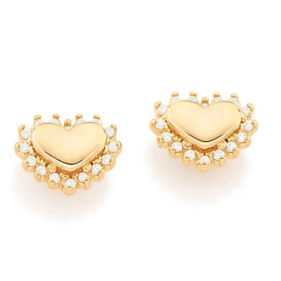 EARRINGS PLATED IN 3X 24K, 18K AND 22K GOLD FOR WOMEN, STUDDED WITH SMALL HEART ZIRCONIAS, ROMMANEL 526651 - 金色 - 查看 1