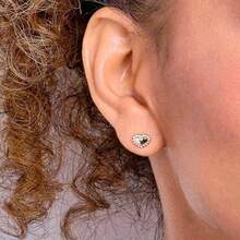 EARRINGS PLATED IN 3X 24K, 18K AND 22K GOLD FOR WOMEN, STUDDED WITH SMALL HEART ZIRCONIAS, ROMMANEL 526651 - 金色 - 查看 2