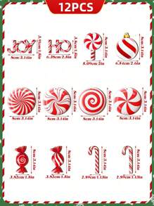 12件套圣诞树装饰套装 - 木质挂饰、糖果、拐杖糖、字母装饰，适用于冬季节日装饰、家庭聚会装饰、圣诞树挂饰、节日派对装饰，是生日、家居装饰、圣诞节装饰、房间装饰、圣诞节装饰、家居圣诞礼物、圣诞装饰的理想之选。 - 彩色 - 查看 8