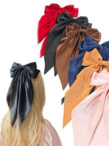7 chiếc nơ cài tóc lớn có đuôi dài kẹp tóc bằng vải satin mềm mại dành cho phụ nữ kẹp tóc lớn kẹp kim loại nơ thẩm mỹ cho phụ nữ mặc hàng ngày - Nhiều màu - Xem 5