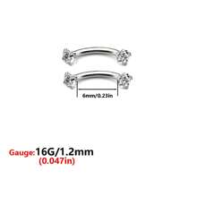 ADYJELY 2/3 pezzi di anelli per sopracciglia, piercing, in acciaio inossidabile ipoallergenico con gemme di zirconia cubica (3mm), filettatura interna, chiodi per labbra/sopracciglia curvi CZ, cartilagine, conchiglia, tragus, orecchini da piercing, decorazione per corpo, taglia 16G, lunghezza 6mm, 8mm, 10mm, adatto per donne e uomini'