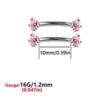 ADYJELY 2/3 pezzi di anelli per sopracciglia, piercing, in acciaio inossidabile ipoallergenico con gemme di zirconia cubica (3mm), filettatura interna, chiodi per labbra/sopracciglia curvi CZ, cartilagine, conchiglia, tragus, orecchini da piercing, decorazione per corpo, taglia 16G, lunghezza 6mm, 8mm, 10mm, adatto per donne e uomini'
