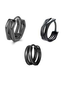 3 件套几何形状组合男士耳环，适合日常佩戴和圣诞节、新年、情人节、节日礼物