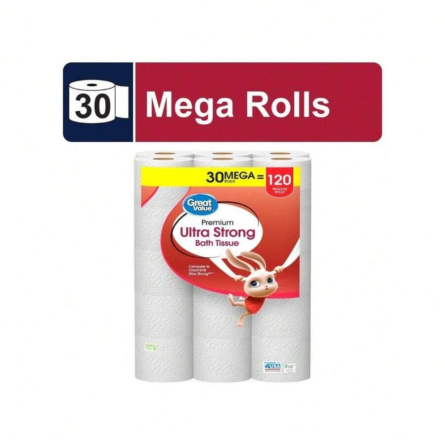 Ultra Strong Toilet Paper, 30 Mega Rolls Super High Quality Toilet