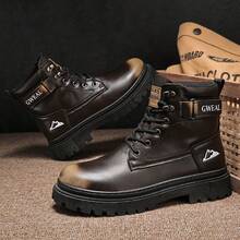 Giày bốt cao cổ da nam thu/đông mới, giày bốt làm việc, giày bốt, giày thời trang - màu nâu - Xem 2