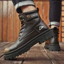 Giày bốt cao cổ da nam thu/đông mới, giày bốt làm việc, giày bốt, giày thời trang - màu nâu - Xem 4