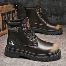 Giày bốt cao cổ da nam thu/đông mới, giày bốt làm việc, giày bốt, giày thời trang - màu nâu - Xem 1