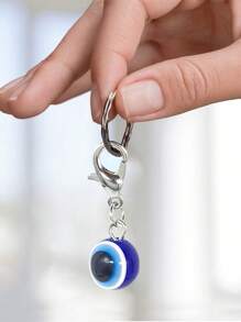 5个蓝色邪眼钥匙扣护身符幸运合金钥匙圈包包挂件汽车钥匙链装饰，是送给朋友、同学、情侣和家人的理想礼物 - 藍色 - 查看 2