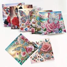 Bộ 8 thiệp chúc mừng nghệ thuật tranh kim cương Thiệp chúc mừng nghệ thuật tranh kim cương Thiệp chúc mừng nghệ thuật tranh kim cương hình dạng đặc biệt Thủ công mỹ nghệ cho Giáng sinh Sinh nhật Lễ Tạ ơn Ngày lễ Chúc mừng (Chủ đề hoa và bướm 30x15cm) - Bươm bướm - Xem 7