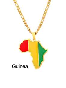 GuoShuang 1 件嘻哈非洲地图吊坠项链不锈钢阿尔及利亚摩洛哥埃及突尼斯 Libay 珠宝 - 金色 - 查看 18