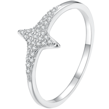 WOSTU 1 pieza Anillo de plata de ley 925 con estrellas brillantes para mujer, joyería de moda, regalo