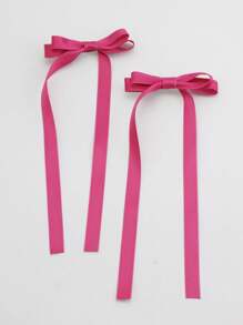 2个芭蕾舞风格飘逸丝带蝴蝶结发夹，时尚可爱，适合各种场合，包括情人节、情人节礼物、学生装、优雅学院风、冬季女装、蝴蝶结、头饰、发夹 - 玫紅色 - 查看 5