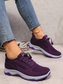 Bestselling Spring/Autumn New Mesh Breathable Slip-Resistant Soft Bottom Nursing Shoes For Elderly/Middle-Aged Women, Comfortable Walking Sneakers, Purple/Red/Gray/Black, Suitable For Students & Running - Purple - View 4