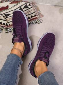 Bestselling Spring/Autumn New Mesh Breathable Slip-Resistant Soft Bottom Nursing Shoes For Elderly/Middle-Aged Women, Comfortable Walking Sneakers, Purple/Red/Gray/Black, Suitable For Students & Running - Purple - View 6