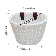1PC Plastic Faux Rattan Handmade Woven Bicycle Storage Basket, Bicycle Hanging Storage Bag Small Rear Basket With 2 Adjustable Straps, Outdoor Cycling Bicycle Accessories - 白色 - 查看 4