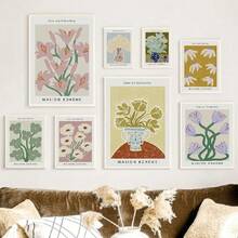 1pc Bình hoa sen hoa loa kèn nhiều màu sắc trừu tượng Matisse Flower Market Tranh vải nghệ thuật Áp phích In Ảnh treo tường Phòng khách Trang trí nhà Không có khung - Nhiều màu - Xem 1