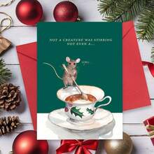 1 张老鼠搅拌咖啡创意祝福卡，适合任何收件人，朋友的庆祝和祝福，独特而温馨的礼物创意卡，这是赠送心形卡和家庭祝福卡的完美选择 - 彩色 - 查看 7