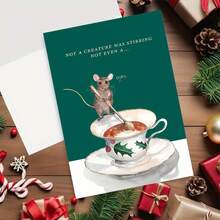 1 张老鼠搅拌咖啡创意祝福卡，适合任何收件人，朋友的庆祝和祝福，独特而温馨的礼物创意卡，这是赠送心形卡和家庭祝福卡的完美选择 - 彩色 - 查看 5