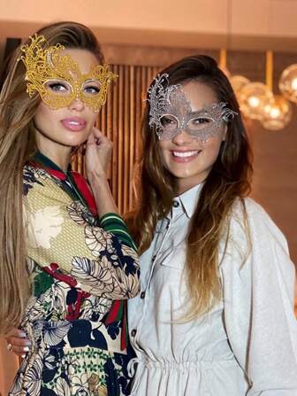 Phoenix Lace Crystal Decorated Half Face Mask, Rhinestone Mesh Party Masquerade Mask For Christmas Halloween