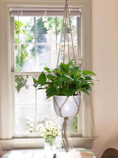 1 /2/6Pack, Plant Net Hanging Basket Hanging Macrame Plant Flower Vases Decorative Balcony Macrame Plant Holder Pot Houseplants Hanging Planter Basket Shelf Hand Made Rope,Home Decor ,Room Decor,Wall Decor