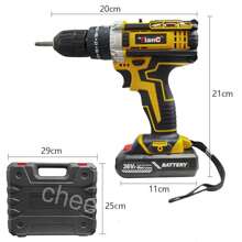 59-Piece 21V Cordless Drill Set - 3/8 Inch Keyless Chuck, 25-Position 3-Clutch Electric Drill With Work Light, 45Nm Max Torque, 2-Variable Speed, 2 Batteries And Fast Charger - Màu vàng - Xem 4