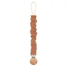 1pc Baby Infant Crinkly Fabric Stylish Print Pacifier Clip And Wooden 3-Slot Pacifier Holder, For Daily Use - Multicolor - View 21