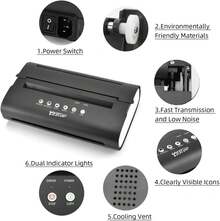Ato Tattoo Transfer Stencil Printer Machine+50pcs Hectograph Transfer Paper Tattoo Stencil - Black - View 2